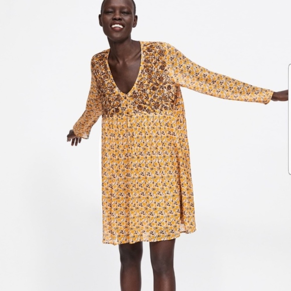 ZARA FLORAL PRINT SUMMER FALL DRESS NWT